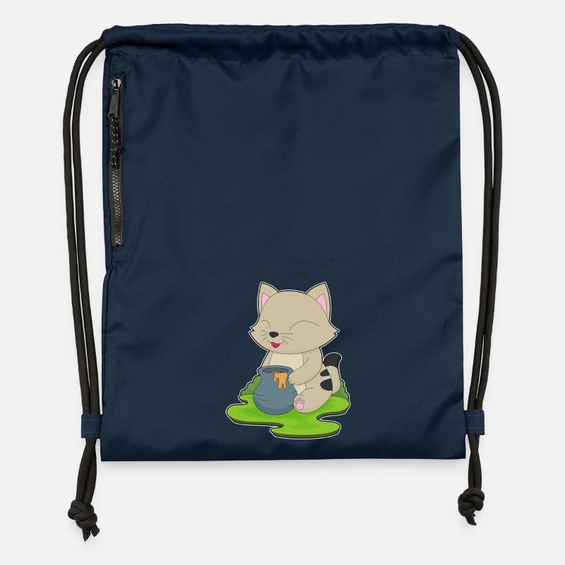 Chat Honey - Sac à cordon en polyester recyclé - bleu marine