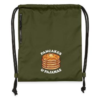 Pancakes and pajamas love breakfast pancakes - Gymsac made from recycled material - military green - Front