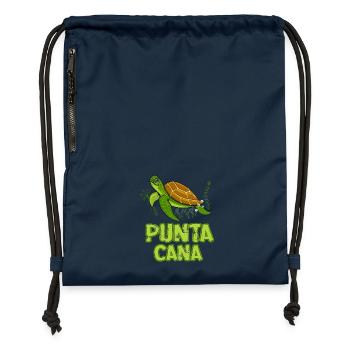 Illustration de Punta Cana-Tortues de mer - Sac à cordon en polyester recyclé - bleu marine - Devant