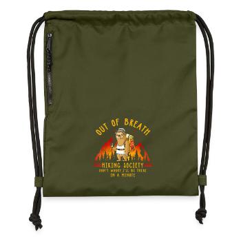Out Of Breath Hiking Society Funny Sloth Hiker Jok - Gymsac made from recycled material - military green - Front