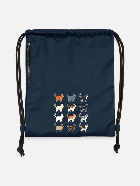 Katzen Illustration Raster - Turnbeutel aus Recycling-Material - Navy