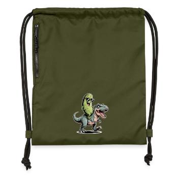 Saure Gurke reitet auf Dinosaurier - Turnbeutel aus Recycling-Material - military Green - Vorne