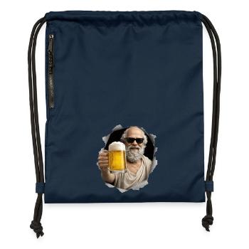 Socrates mit Bier und Sonnenbrille - Turnbeutel aus Recycling-Material - Navy - Vorne