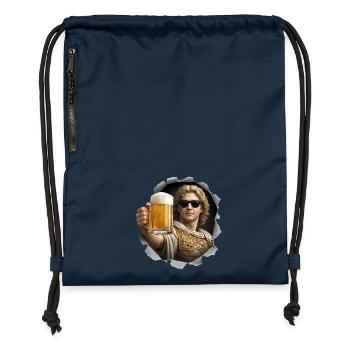 Alexander der Große mit Bier und Sonnenbrille - Turnbeutel aus Recycling-Material - Navy - Vorne