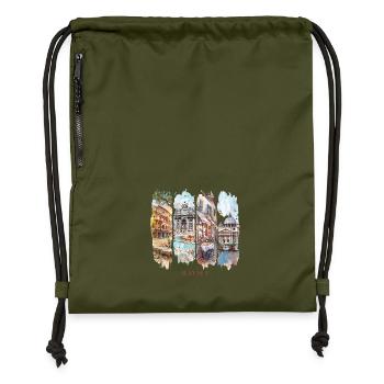Voyage de vacances à Rome – Italie ville et motif culturel - Sac à cordon en polyester recyclé - military green - Devant