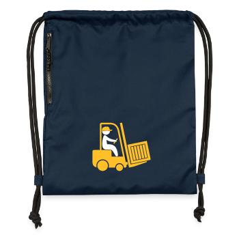 Ein Gabelstapler, der eine Schachtel transportiert - Turnbeutel aus Recycling-Material - Navy - Vorne