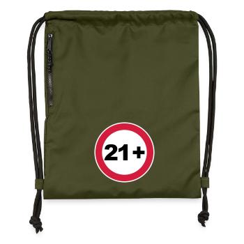 21st birthday 21+ - Gymsac made from recycled material - military green - Front