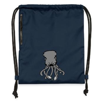 Oktopus Kraken Tintenfisch Kopffüßer Riesenkalmar - Turnbeutel aus Recycling-Material - Navy - Vorne