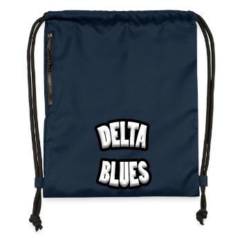 Delta Blues Retro Typography - Gymsac made from recycled material - navy - Front