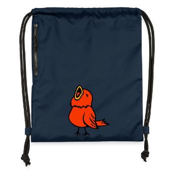 Budgie, songbird, sparrow, bird, chirp, cute - Gymsac made from recycled material - navy - Front