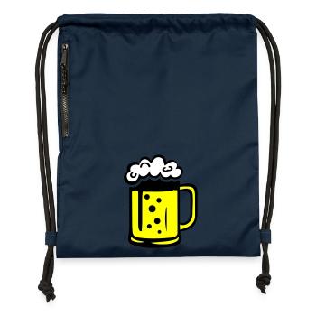 Bande dessinée de bière - Sac à cordon en polyester recyclé - bleu marine - Devant
