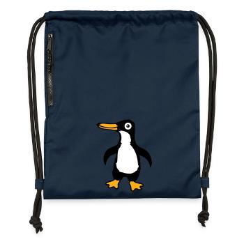 Pingouin mignon bébé enfant bambin heureux cool - Sac à cordon en polyester recyclé - bleu marine - Devant
