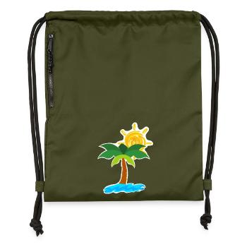 Palmiers sur la plage - Sac à cordon en polyester recyclé - military green - Devant