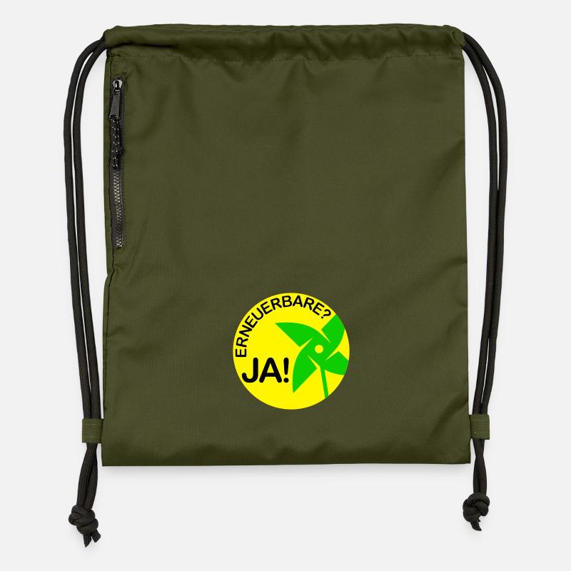 renouvelables? oui! (Rond) - Sac à cordon en polyester recyclé - military green