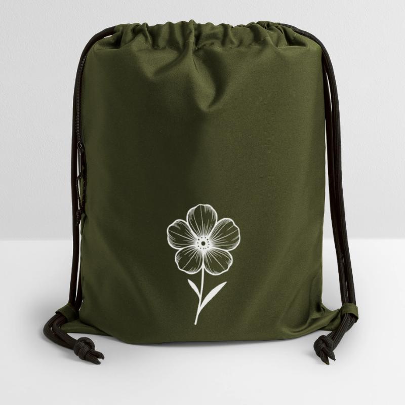 Fleur blanche graphique - variable de couleur Sac à cordon en polyester recyclé