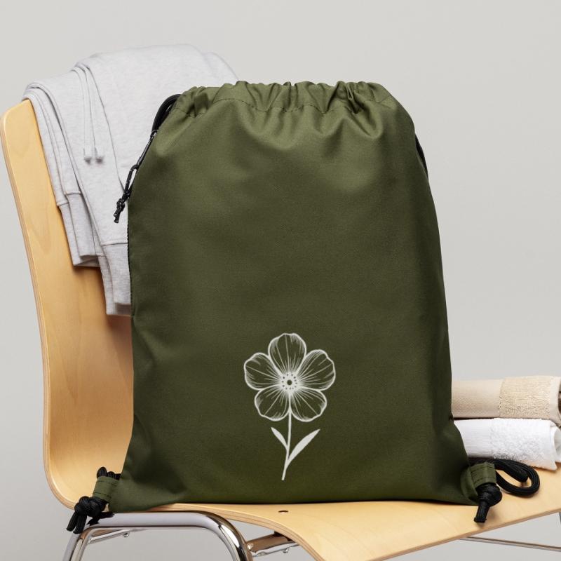 Fleur blanche graphique - variable de couleur Sac à cordon en polyester recyclé
