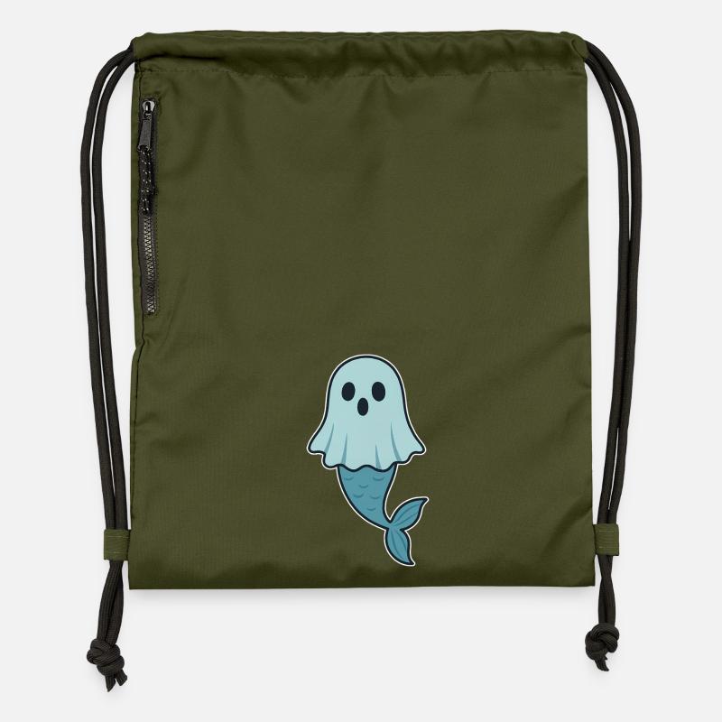 Illustration de sirène fantôme - Sac à cordon en polyester recyclé - military green