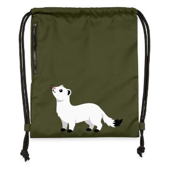 Süßer neugieriges Hermelin minimalistischen Stil - Turnbeutel aus Recycling-Material - military Green - Vorne