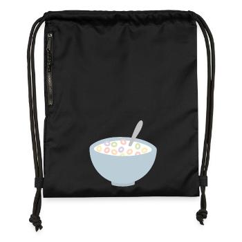 Pastel Cereal Bowl Illustration - Gymsac made from recycled material - military green - Front