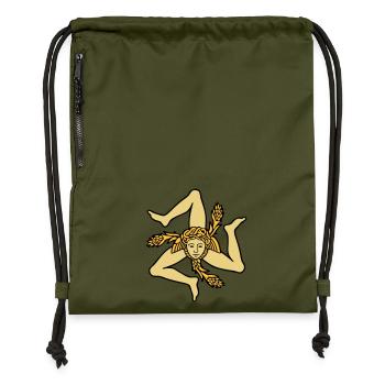 Sizilien Trinacria sizilianische Flagge Sicilia - Turnbeutel aus Recycling-Material - military Green - Vorne
