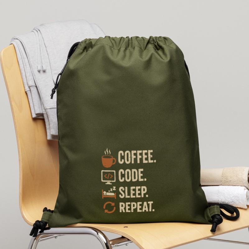 Geek-Coder-Routine – Kaffee, Code, Schlaf, mehr Turnbeutel aus Recycling-Material