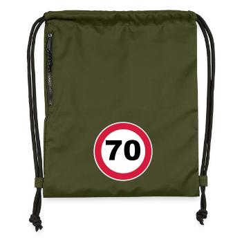 70th Birthday - Gymsac made from recycled material - military green - Front