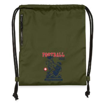 Technik im Fokus: Fußballerin Shirt Schweiz - Turnbeutel aus Recycling-Material - military Green - Vorne