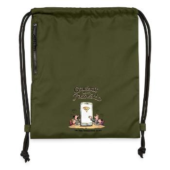 Grandma's Wi-Fi password - Gymsac made from recycled material - military green - Front