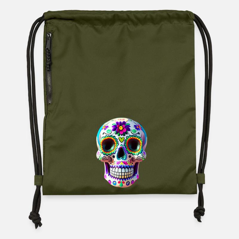 Dia de los Muertos - Sac à cordon en polyester recyclé - military green