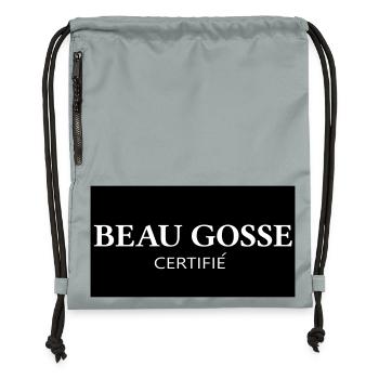Logo beau Gosse certifié - Sac à cordon en polyester recyclé - gris fer délavé - Devant