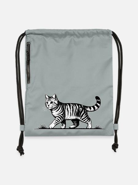 Katze Laufende Katze - Turnbeutel aus Recycling-Material - Steingrau mineral wash