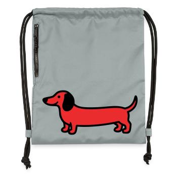 Hunting Dog Dachshund Profile Vector - Gymsac made from recycled material - mineral charcoal grey - Front