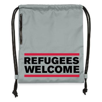 politik refugees welcome - Turnbeutel aus Recycling-Material - Steingrau mineral wash - Vorne