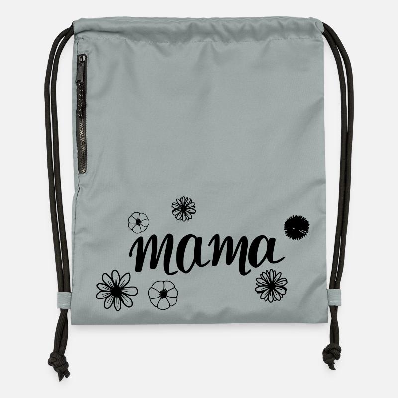 Maman dans le champ de fleurs - Sac à cordon en polyester recyclé - gris fer délavé