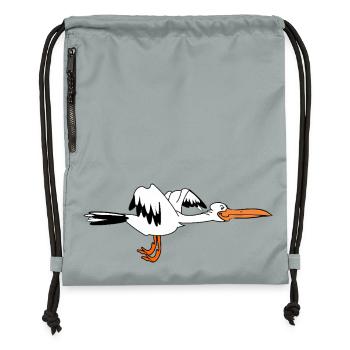 Happy Stork – Die Geburt steht bevor - Turnbeutel aus Recycling-Material - Steingrau mineral wash - Vorne