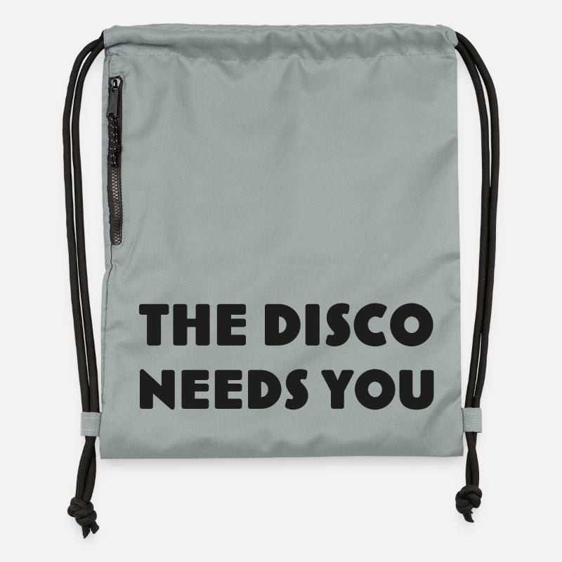 Disco that calls you DISCO-NEEDS-YOU - Gymsac made from recycled material - mineral charcoal grey
