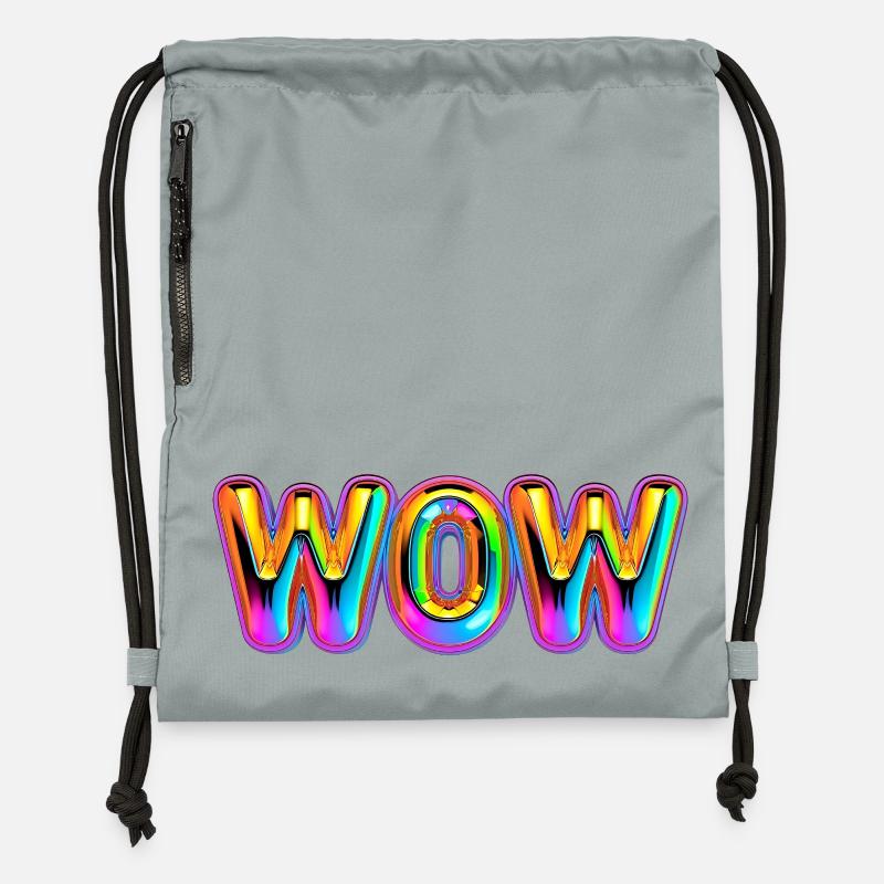 3D WOW Ballon Arc-en-ciel - Sac à cordon en polyester recyclé - gris fer délavé