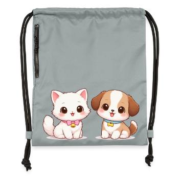 Dog Cat Comic - Gymsac made from recycled material - mineral charcoal grey - Front