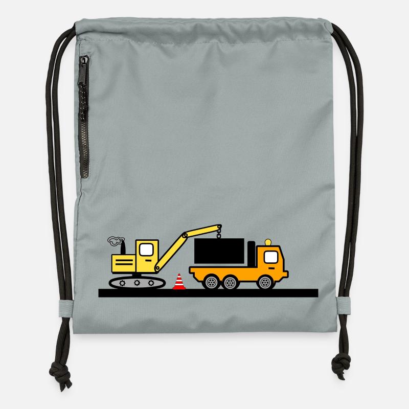 Excavatrice - Sac à cordon en polyester recyclé - gris fer délavé