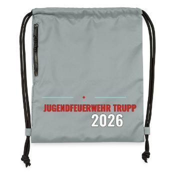 Willkommens-Shirt Jugendfeuerwehr Trupp 2026 - Turnbeutel aus Recycling-Material - Steingrau mineral wash - Vorne
