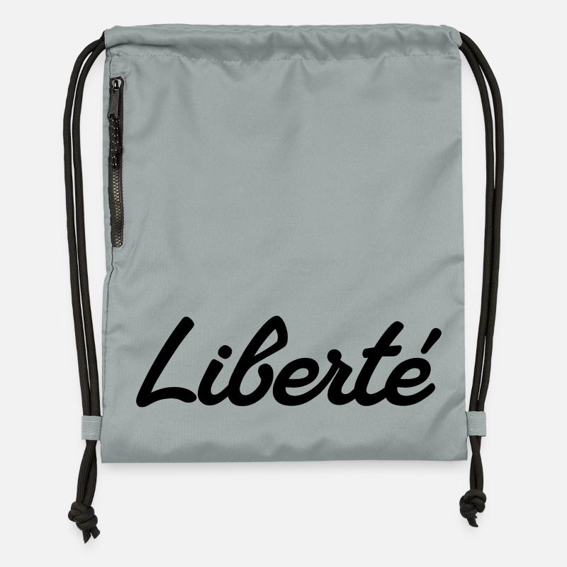 LIBERTÉ – Signature Script - Sac à cordon en polyester recyclé - gris fer délavé