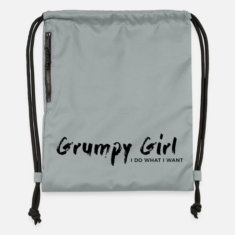 Grognon – Je fais ce que je veux - Sac à cordon en polyester recyclé - gris fer délavé