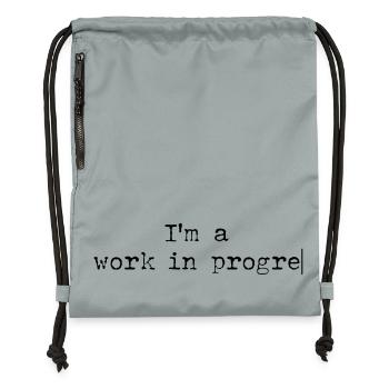 Travaux en cours - Sac à cordon en polyester recyclé - gris fer délavé - Devant