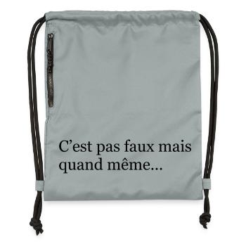 C’est pas faux mais quand même- Noir - Sac à cordon en polyester recyclé - gris fer délavé - Devant