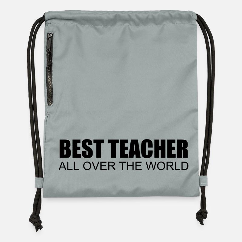 meilleur professeur du monde entier - Sac à cordon en polyester recyclé - gris fer délavé