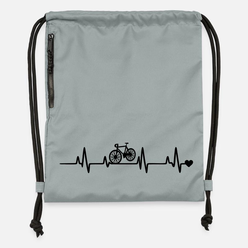 Battement de cœur du vélo - Sac à cordon en polyester recyclé - gris fer délavé