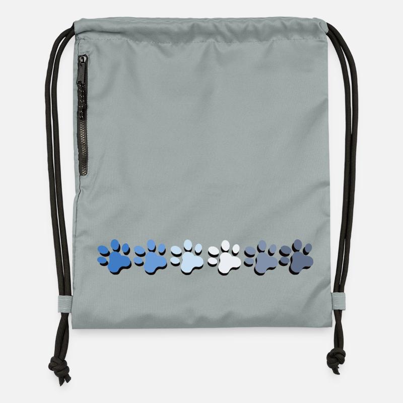 Illustration de patte d’animal dans les tons de bleu - Sac à cordon en polyester recyclé - gris fer délavé