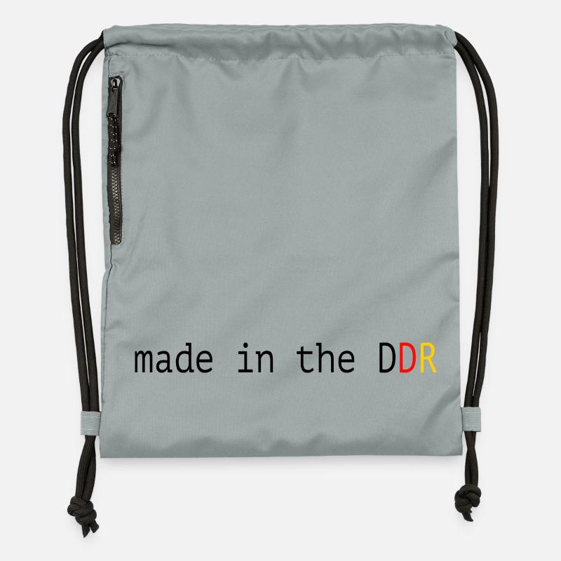 Drôle de dicton, la RDA fabriquée en RDA - Sac à cordon en polyester recyclé - gris fer délavé