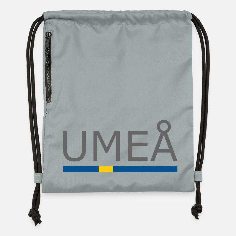 Drapeau de la Suède - Umeå - Sverige - Suède - Sac à cordon en polyester recyclé - gris fer délavé