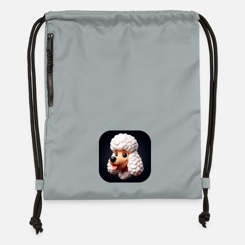 Comic Poodle Dog - Gymsac made from recycled material - mineral charcoal grey